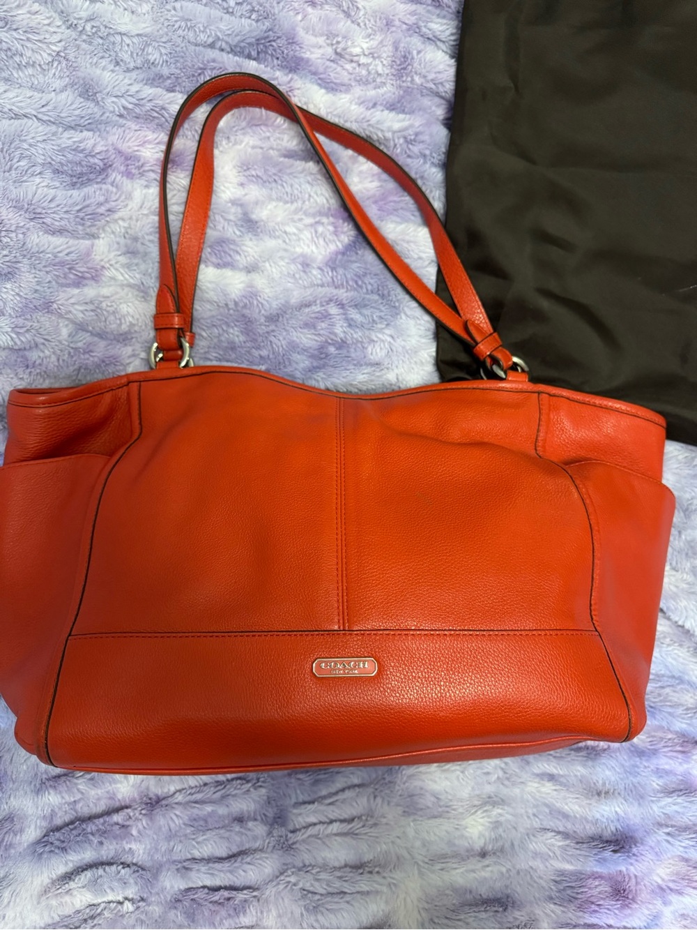 Coach Park Leather Carrie Tote Red